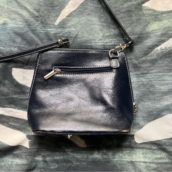 VERA PELLE Navy Blue Small Medium Leather CrossBody Bag Purse Silver Hardware - Picture 5 of 15